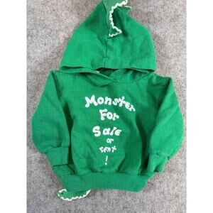Vintage Hair Craft Monster Hoodie Baby Green Sweatshirt Dino Spikes Y2K 18M